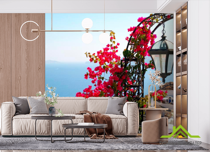 Фотообои Цветы на фонаре,  Греция