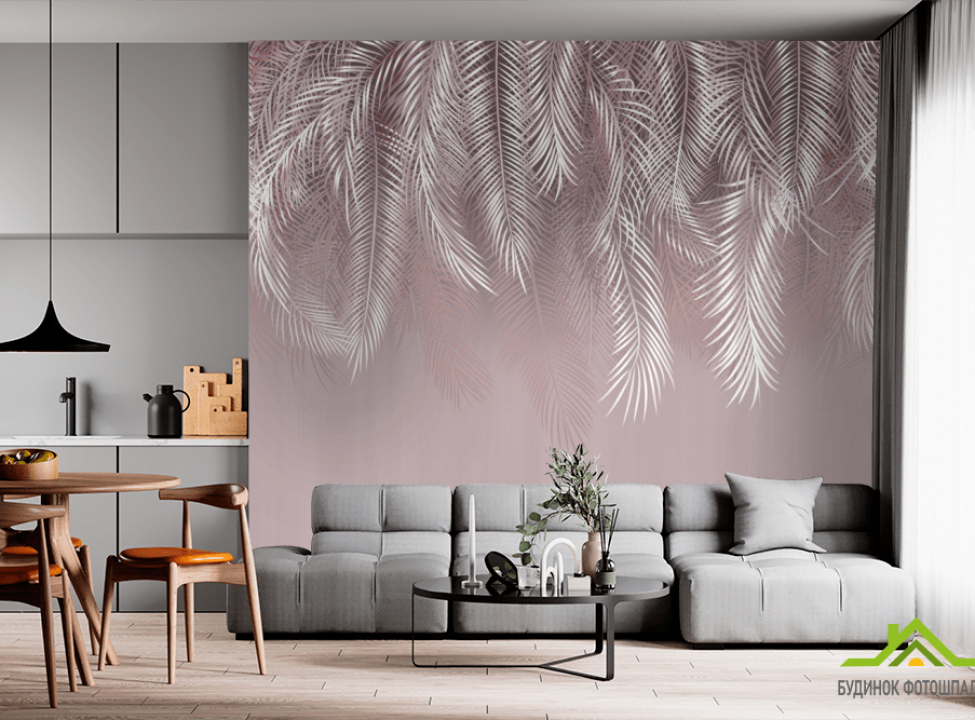выбрать Фотообои розовые листья на стену Фотообои Дизайнерские листья на стену