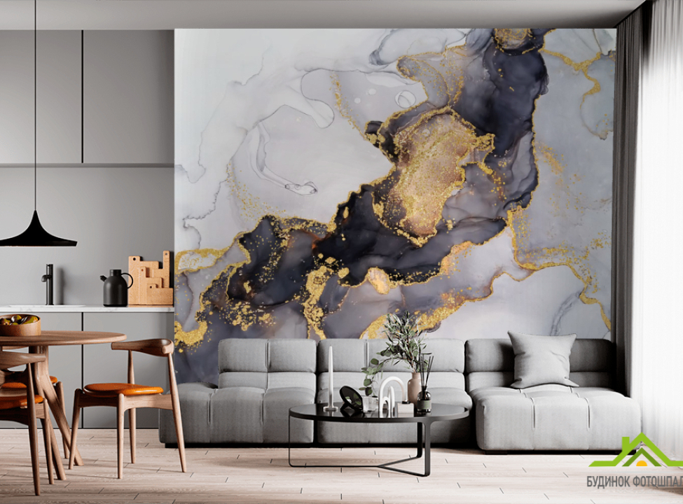 выбрать Фотообои черный флюид золото Фотообои с золочением на стену