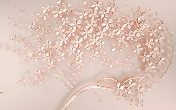 Фотообои Бронзовая веточка с цветами