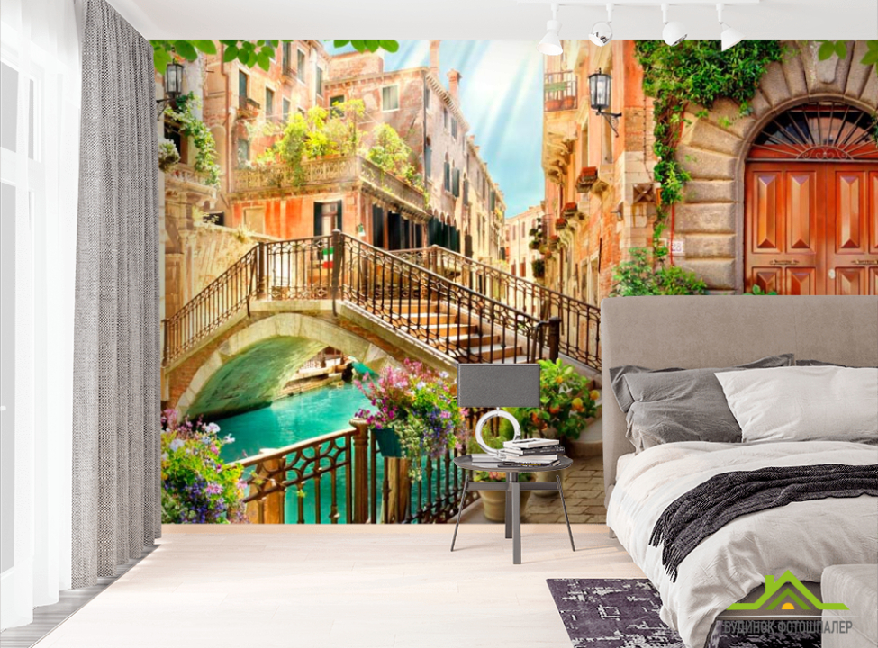 выбрать Фотообои Мост, дом, цветы Фотообои Фрески на стену