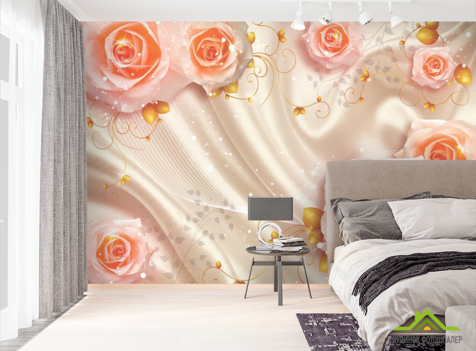 выбрать Фотошпалери Троянди на атласі 3д Фотошпалери 3Д на стіну
