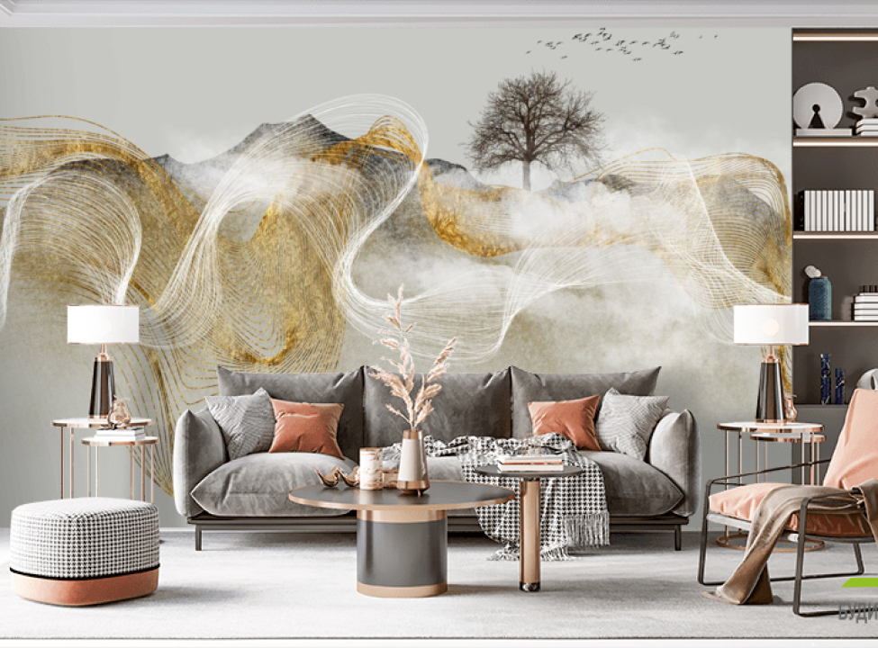 выбрать Фотообои золотая абстракция Фотообои с золочением на стену