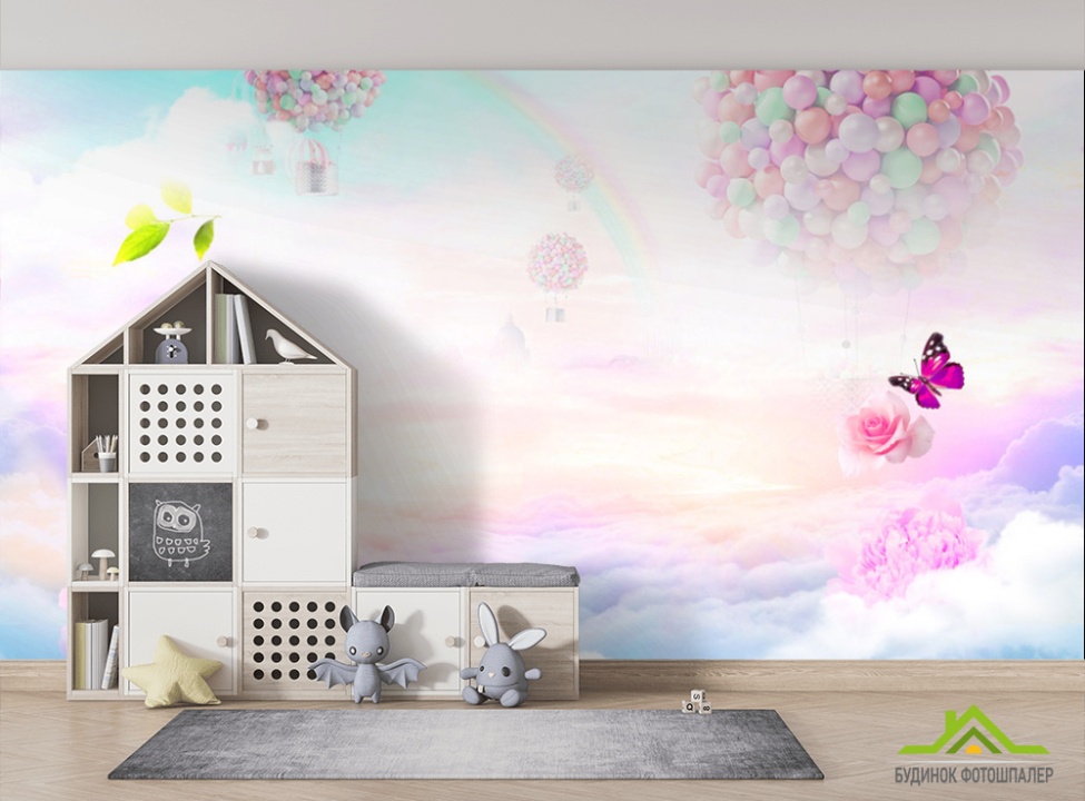 выбрать Фотошпалери Оберемок повітряних куль в небі Фотошпалери Little kids на стіну
