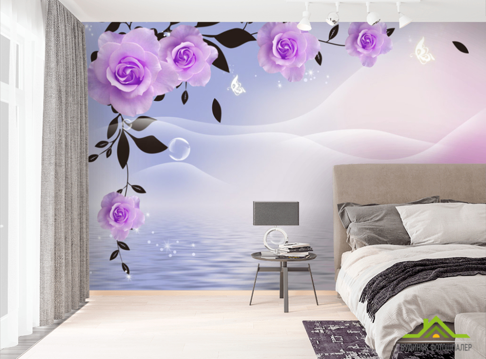 выбрать Фотошпалери Фіолетові квіти 3д Фотошпалери квіти 3d на стіну