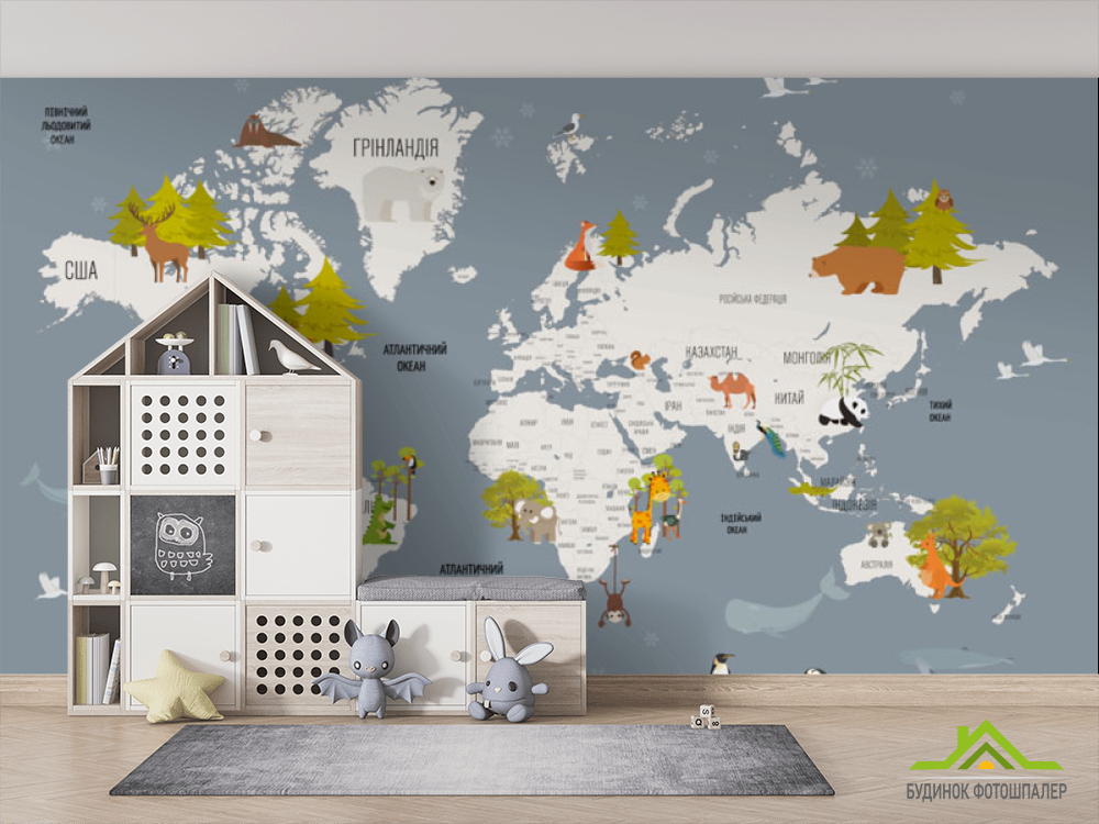 Сіра карта зі звірами англійською