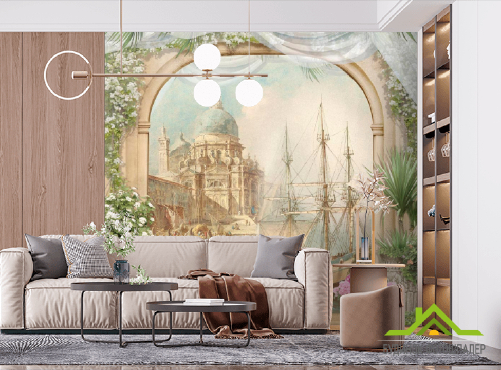 выбрать Фотошпалери Арка, клумби, корабель Фотошпалери Фрески на стіну