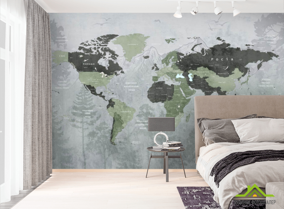 выбрать Фотообои Карта с лесом Фотообои карта Мира на стену
