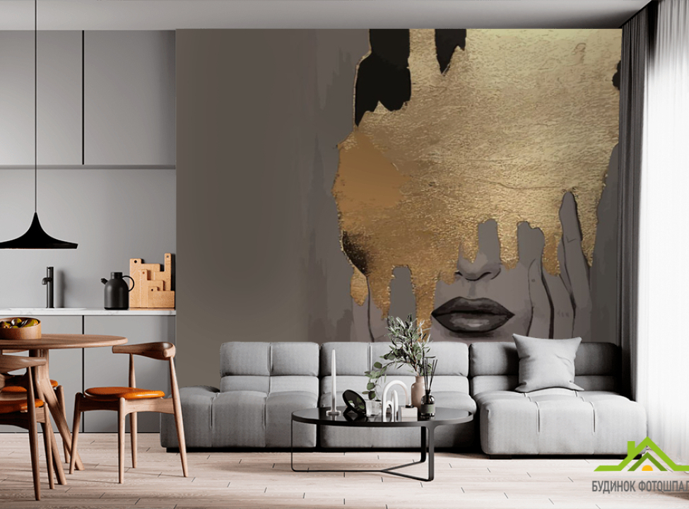 выбрать Фотошпалери обличчя жінки з золотом Фотошпалери з позолотою на стіну