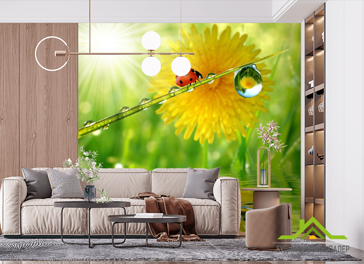 Фотообои божья коровка на листике