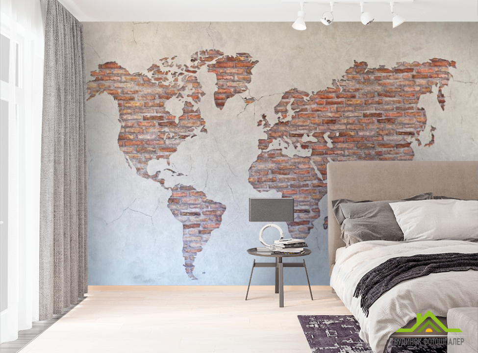 выбрать Фотошпалери Карта на стіні з цегли Фотошпалери карта Світу на стіну