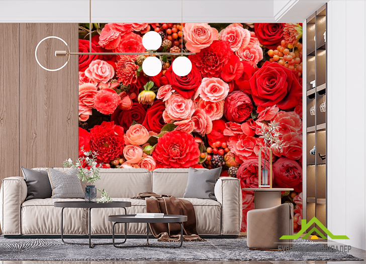 Фотообои Букет алых цветов