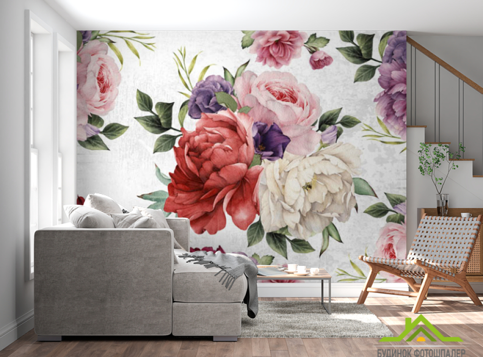 выбрать Фотообои Винтажные яркие цветы Фотообои Цветы на стену