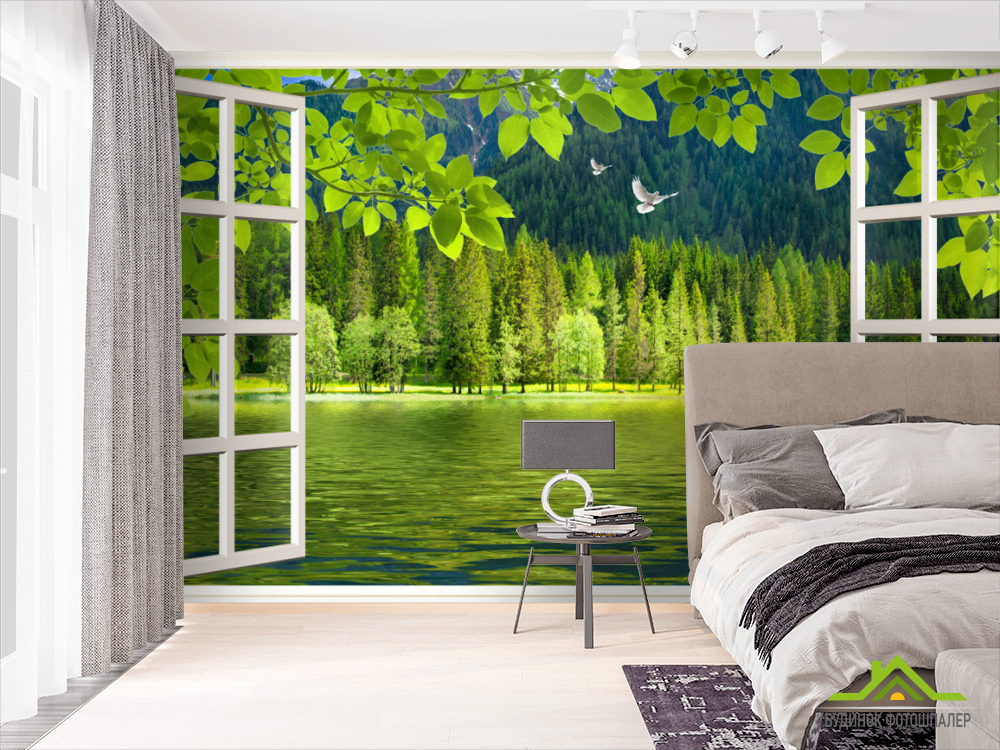 Фотошпалери Вигляд з вікна на ліс