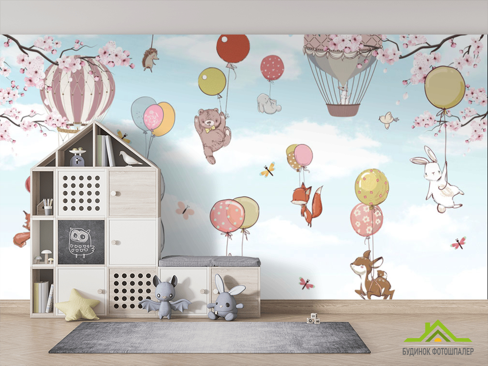 Фотошпалери Летять звірі на кулях