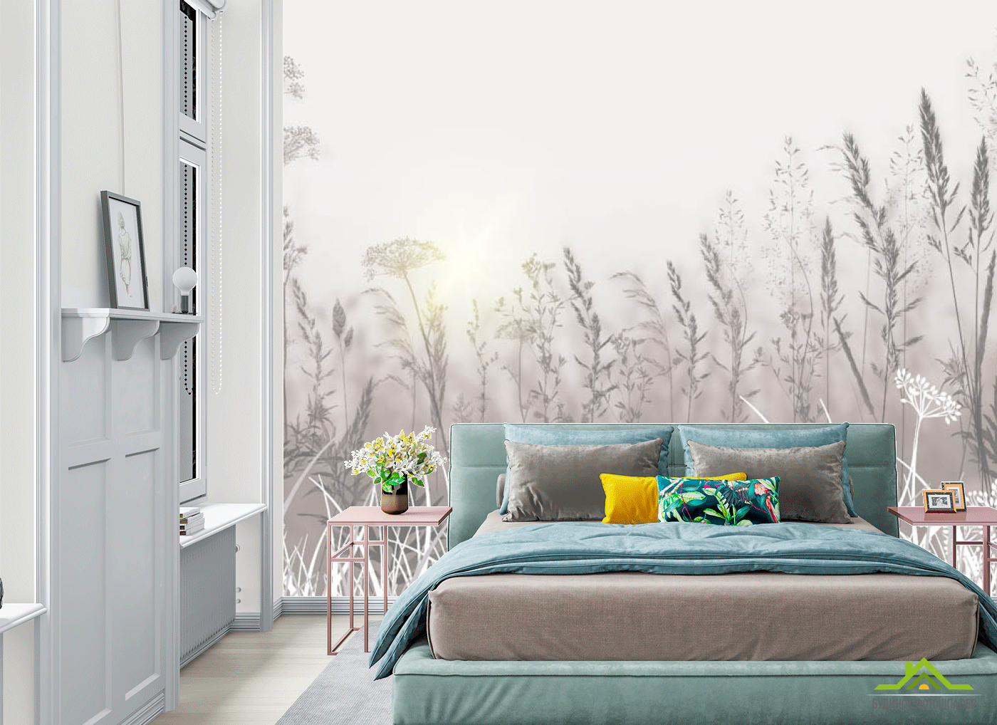 Фотошпалери сухоцвіти в постільних тонах