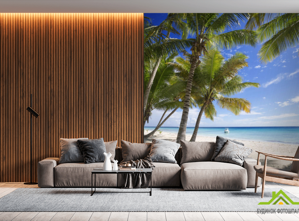 выбрать Фотошпалери тінь від пальм на березі моря Фотошпалери Природа на стіну
