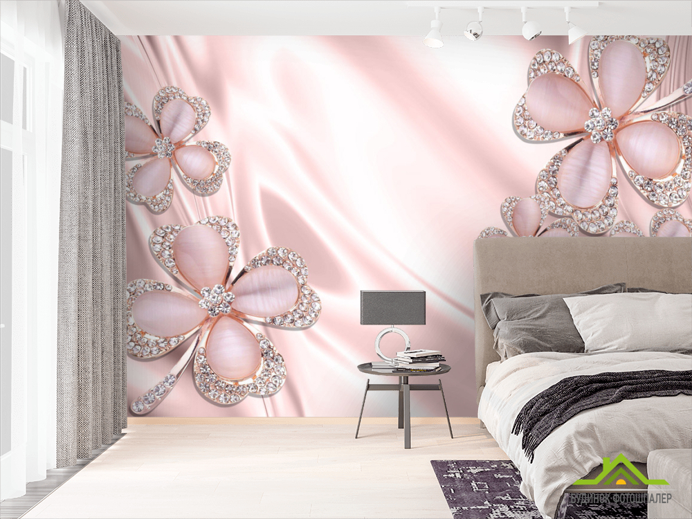 Фотообои  Розовые брошки