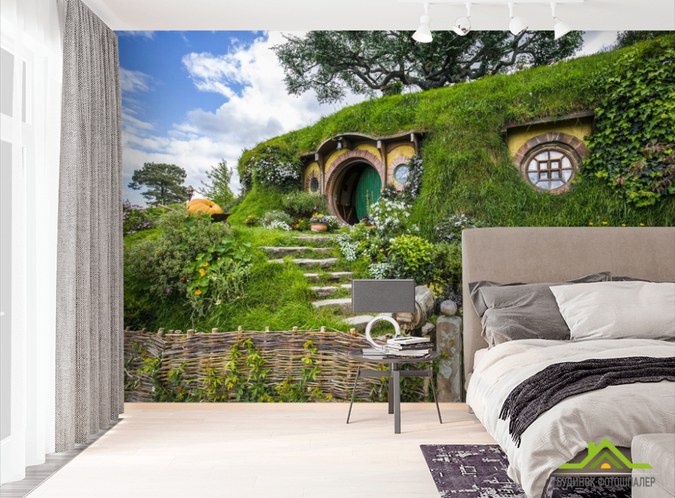 выбрать Фотообои домик в холме Фотообои Природа на стену