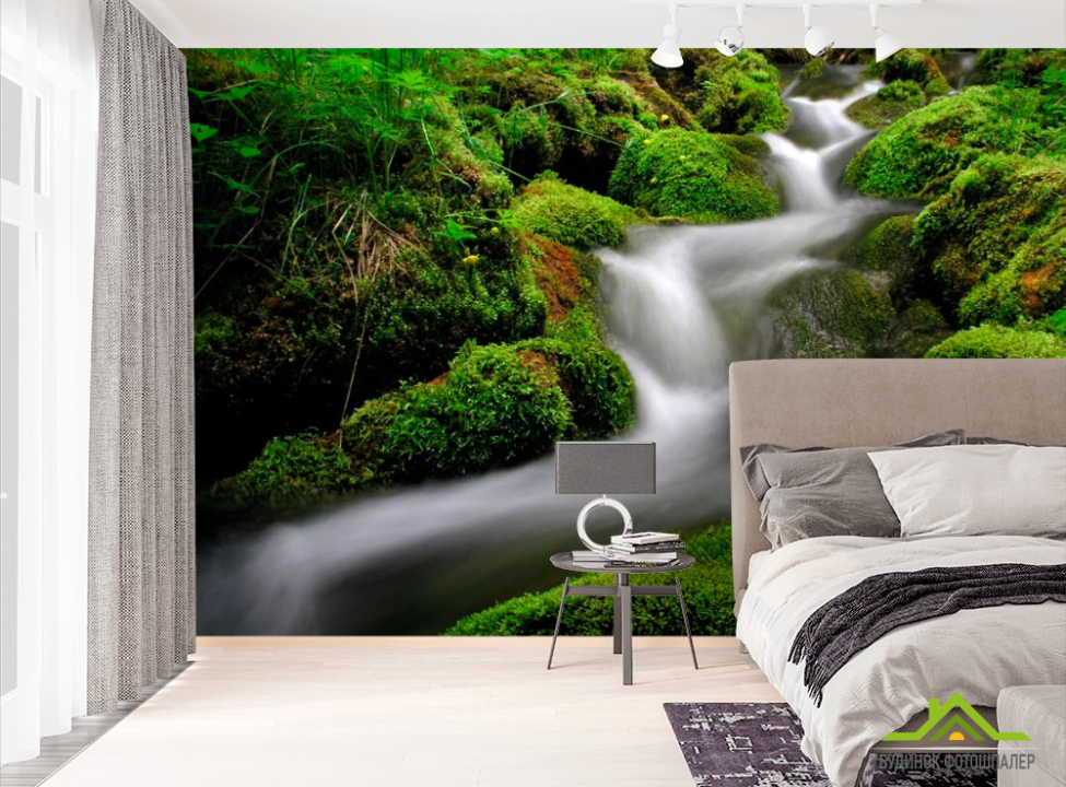 выбрать Фотообои Ручей, змейка, мох Фотообои Водопад на стену