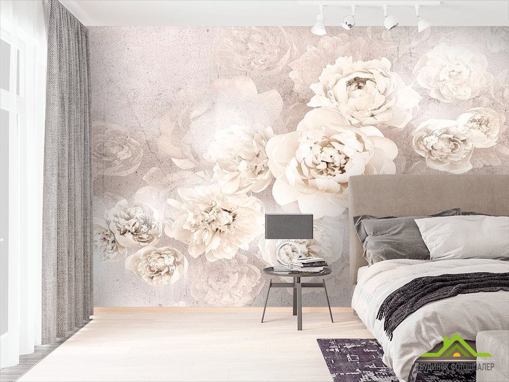 Фотообои Нежные белые пионы