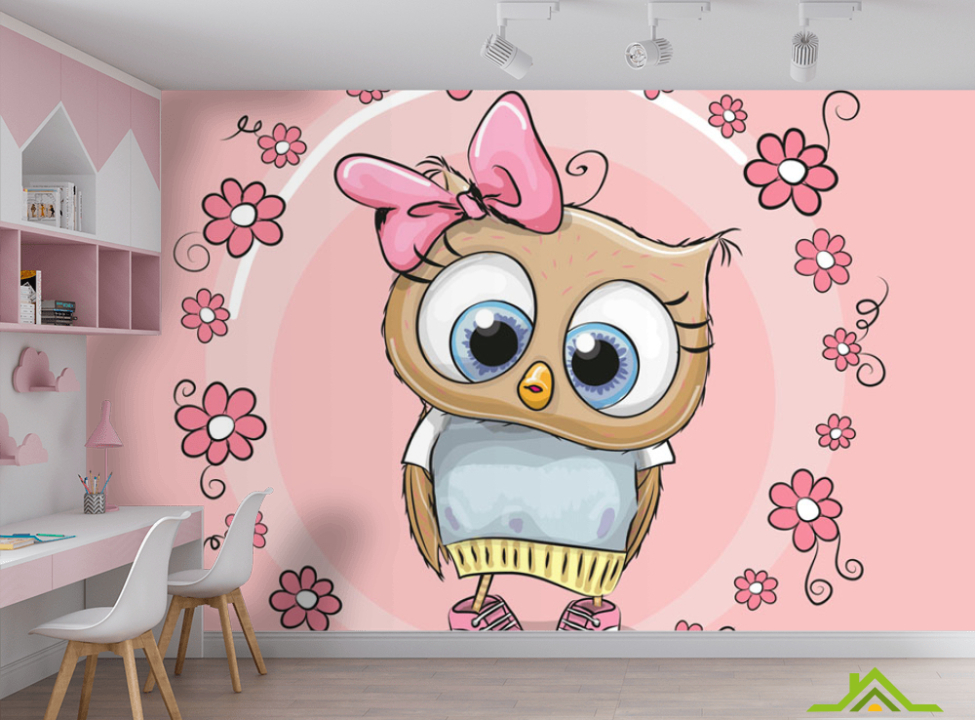 выбрать Фотообои Совушка на розовом фоне Фотообои в детскую на стену