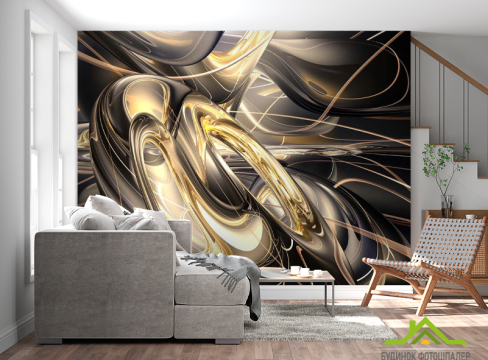 выбрать Фотообои Золотая абстракция с еффектом 3д Фотообои Абстракция на стену
