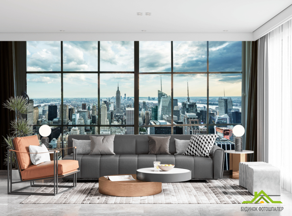 выбрать Фотошпалери Вид з вікна на місто Фотошпалери Вид з вікна на стіну