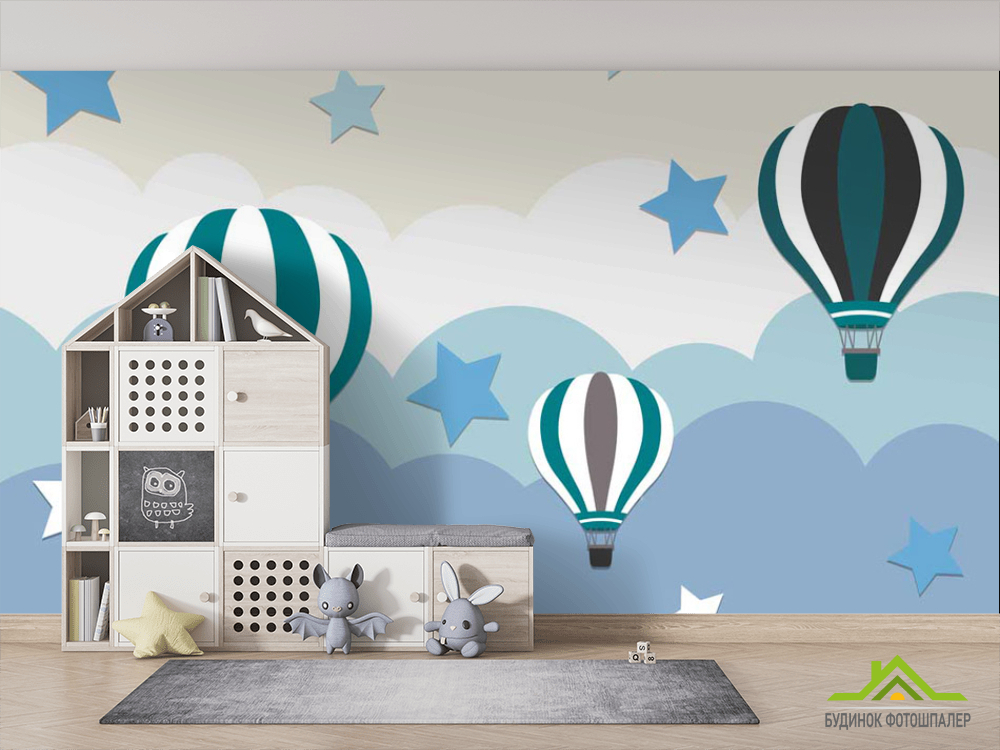 Фотошпалери Сині повітряні кульки
