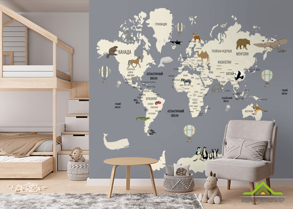 Фотообои Серая карта на украинском