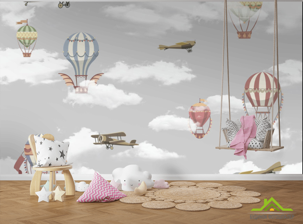 выбрать Фотообои Самолётики и воздушные шары Фотообои Little kids на стену