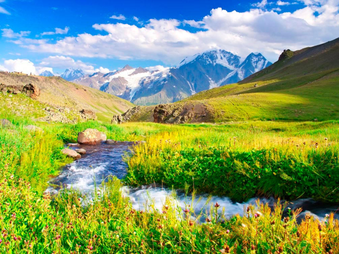 Фотообои Ручей, горы