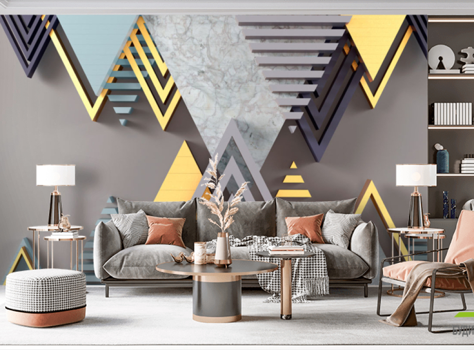 выбрать Фотообои острые треугольники Фотообои с золочением на стену