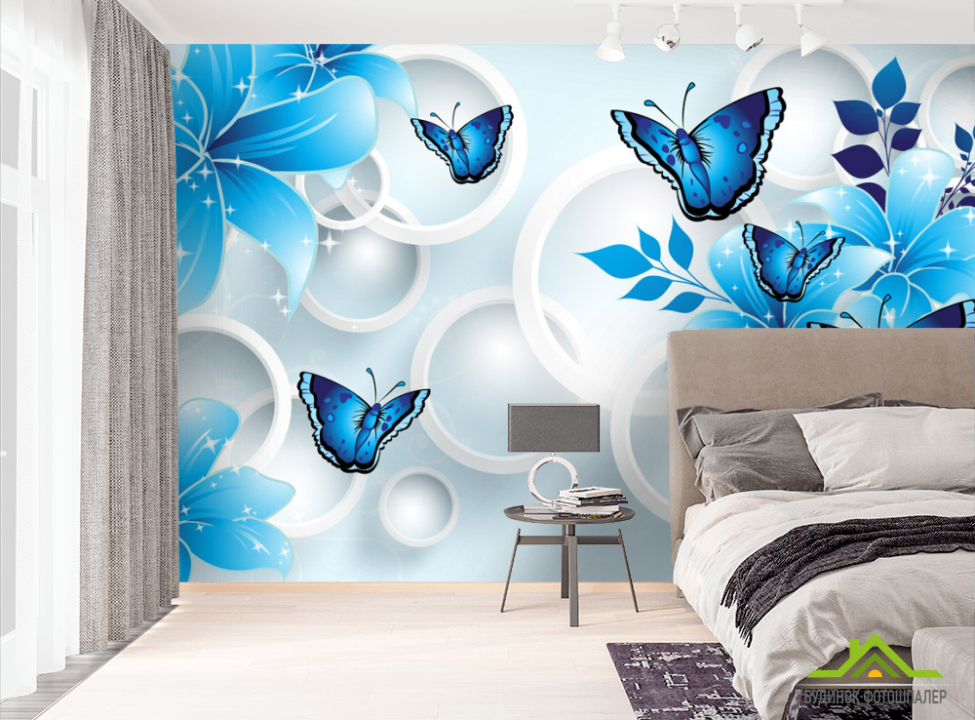 выбрать Фотошпалери Сині квіти вектор Фотошпалери квіти 3d на стіну