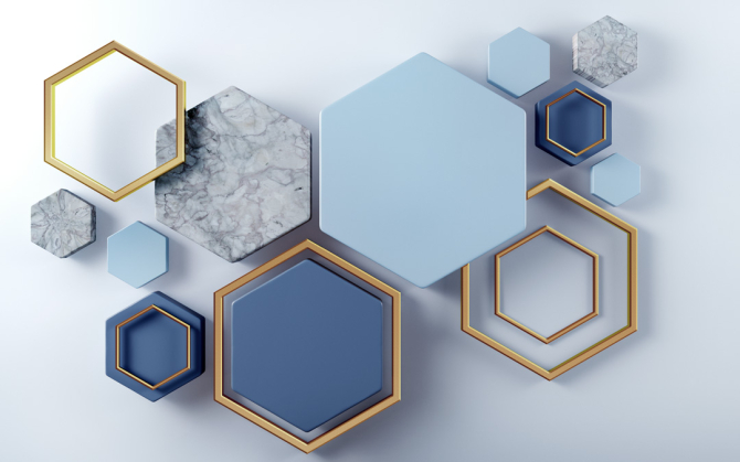 Фотообои Синие шестиугольники