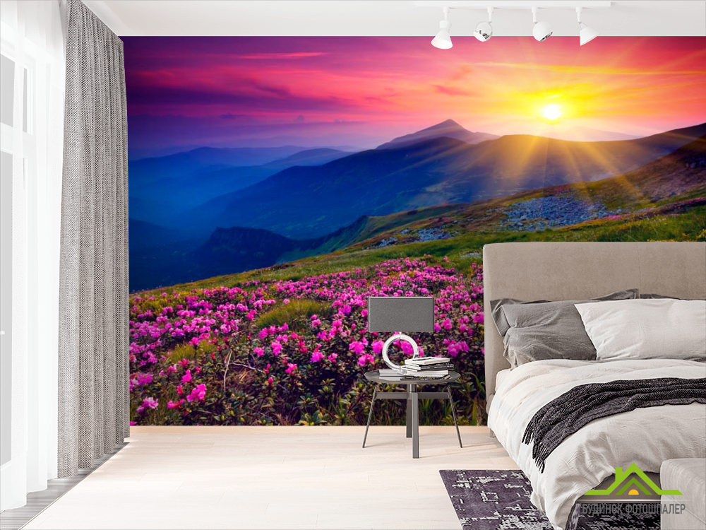 Фотошпалери Захід, солце, квіти