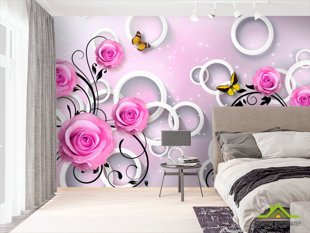 Фотообои Розы сиреневые 3d