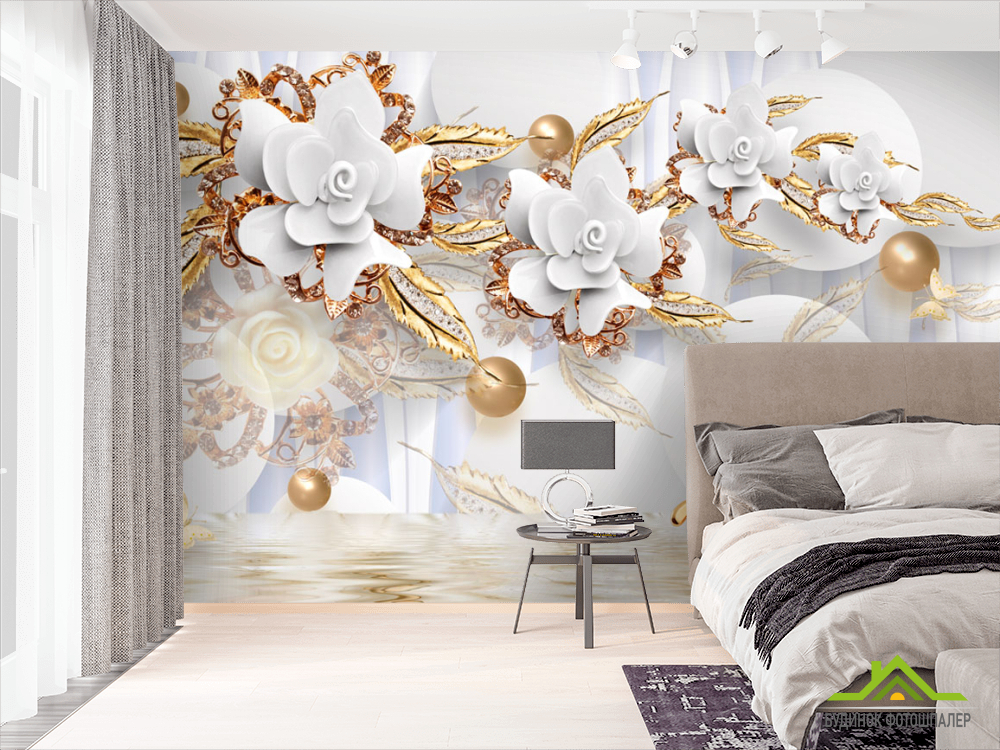 Фотошпалери Керамічні квіти з золотом