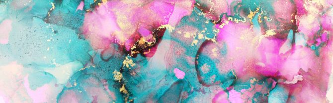 Фотошпалери бірюзово-рожевий флюїд з золотом