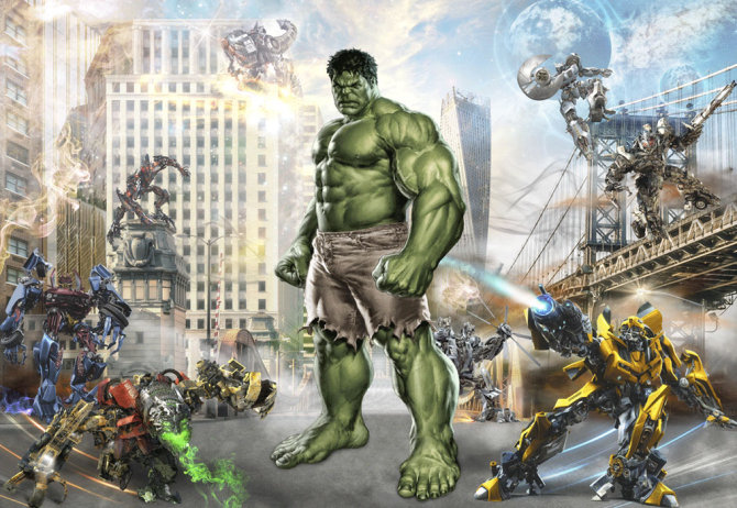 Фотообои Халк и трансформеры
