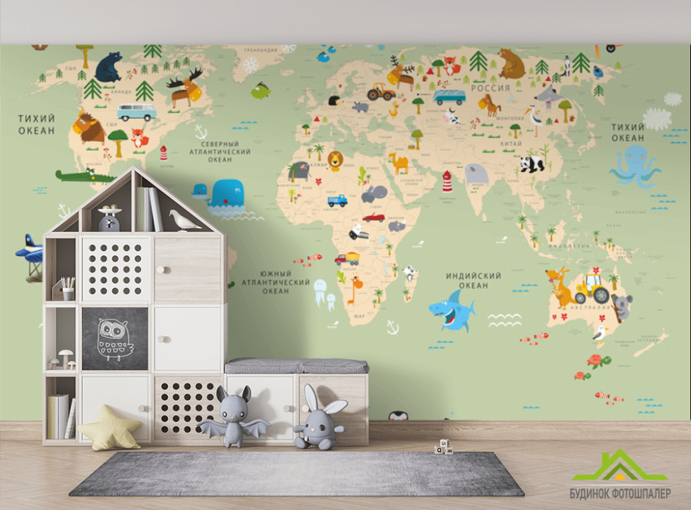выбрать Шпалери в дитячу Карта Фотошпалери Розвиваючі карти на стіну