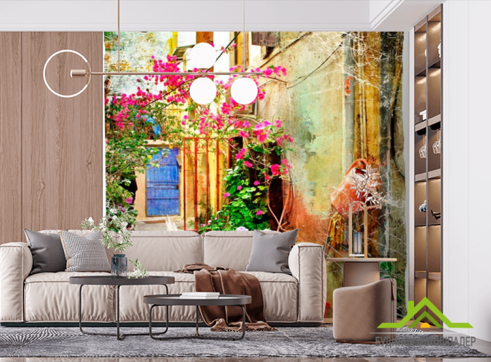 выбрать Фотошпалери Вуличка з квітами Фотошпалери Вулиці на стіну