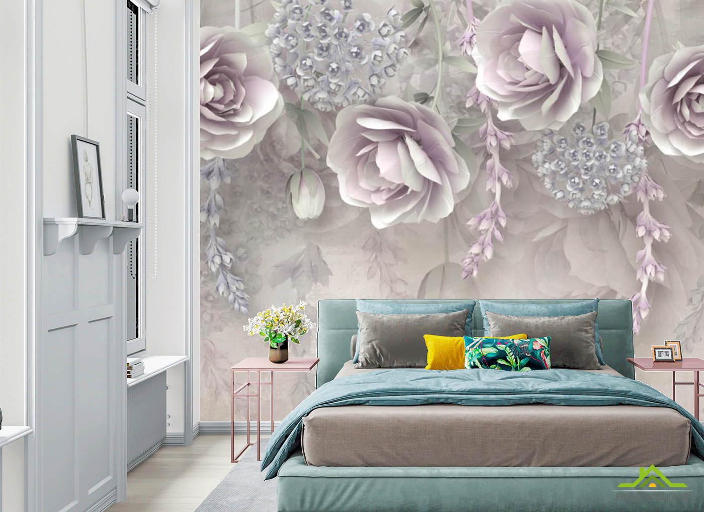 Фотошпалери Фіолетові квіти 3д