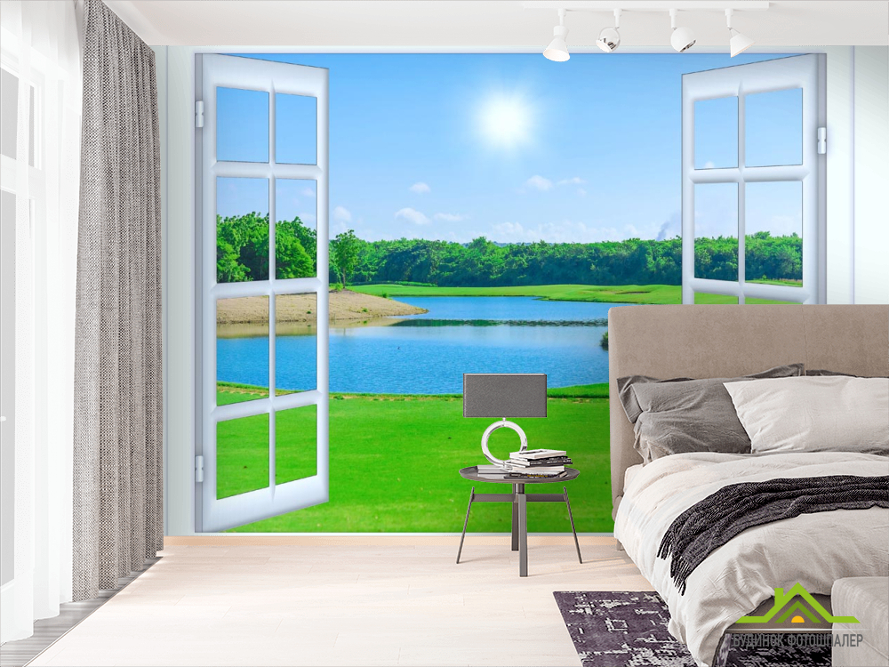 Фотошпалери озеро за вікном