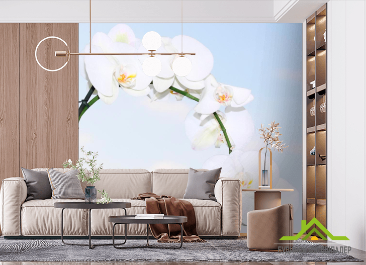 Фотошпалери Гілка білосніжних орхідей