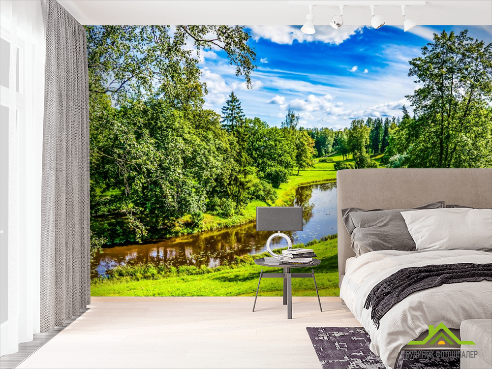 Фотошпалери листя в річках на галявині