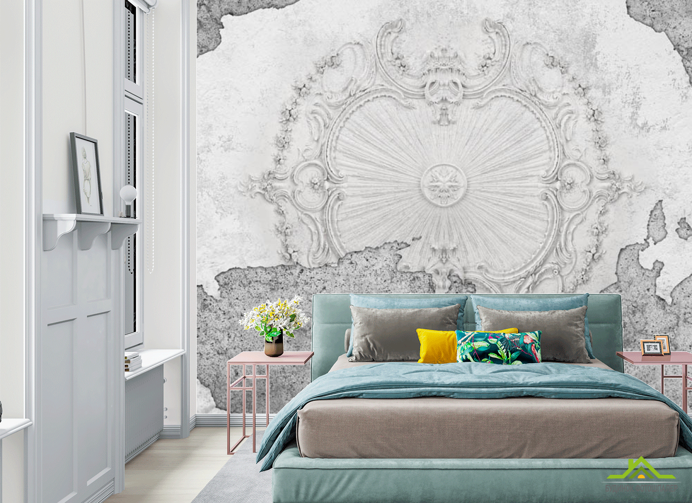 Фотошпалери потріскалися стіни з ліпленням