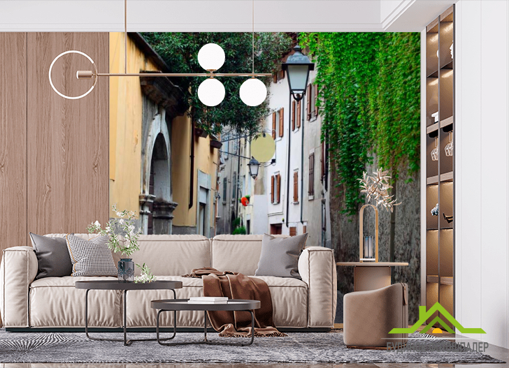 Фотошпалери Зелень на стінах вуличка