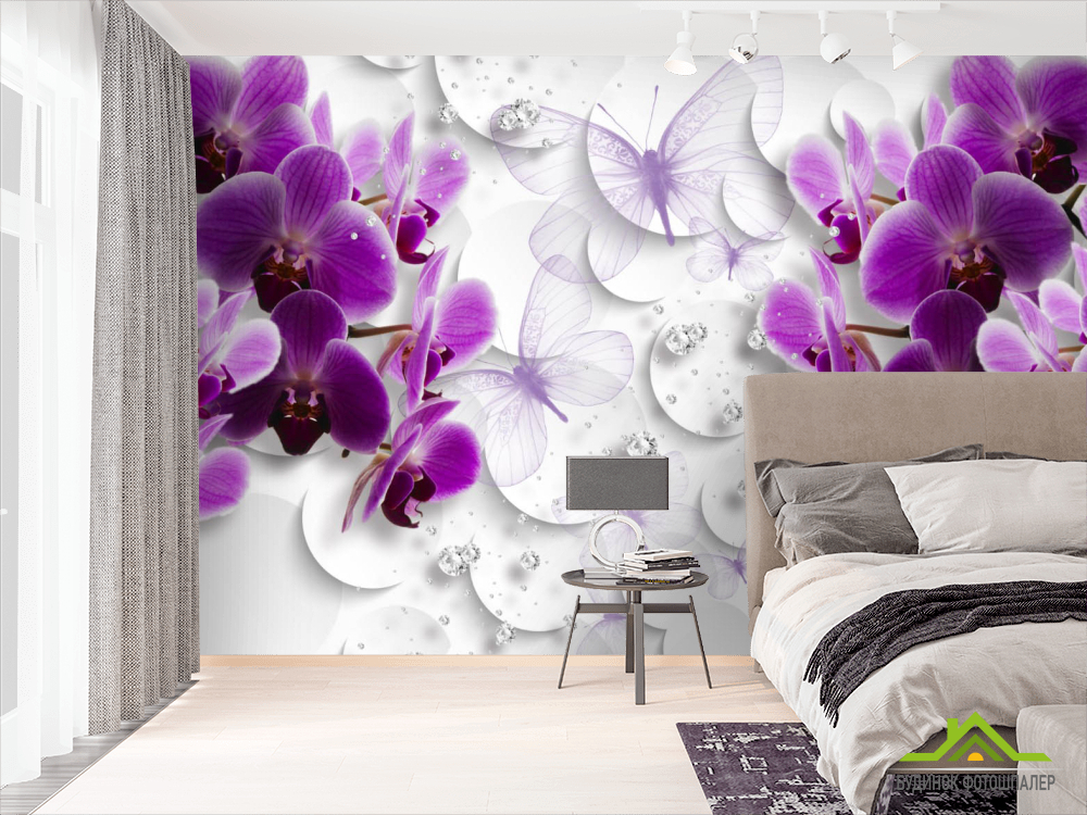 Фотошпалери Фіолетові орхідеї 3д