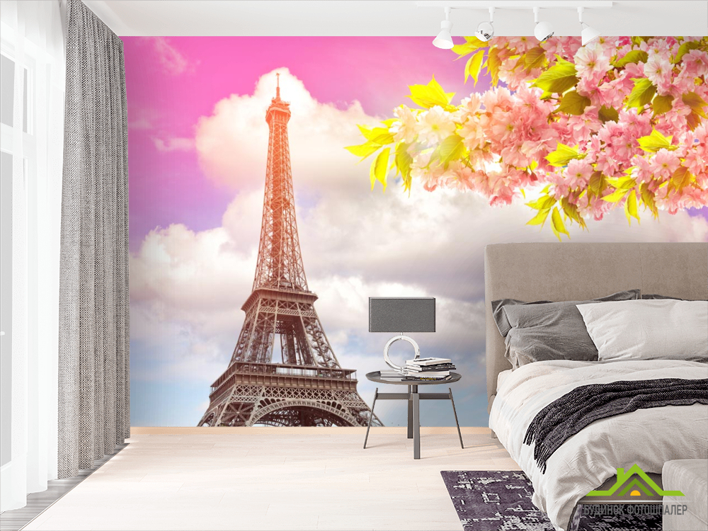 Фотошпалери рожеве небо в Парижі